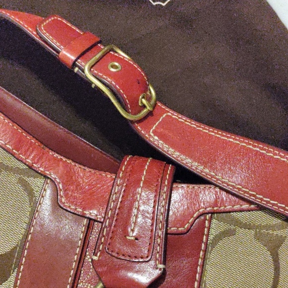 Vintage Coach Y2K Hampton Signature C Hobo – Rare Red Leather Shoulder Bag - Picture 10 of 16